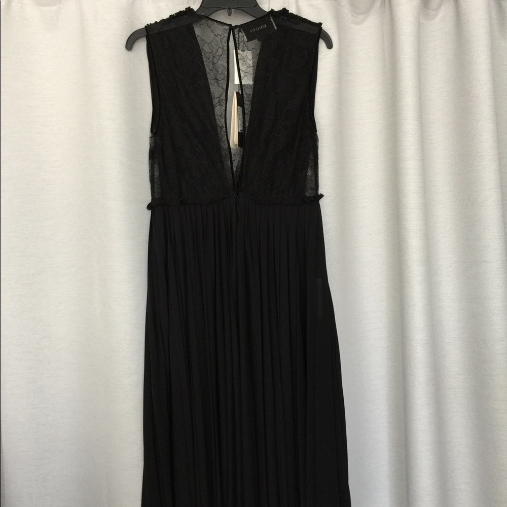 NWT Gucci Black Lace-Trimmed Midi Dress - Picture 4 of 6